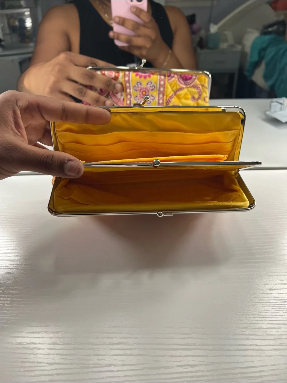 Vera Bradley Floral Frame Clutch - Yellow & Pink